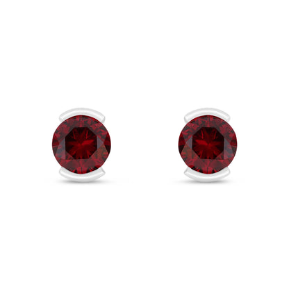 Sterling Silver 925 Earring Rhodium Plated Embedded With Ruby Corundum