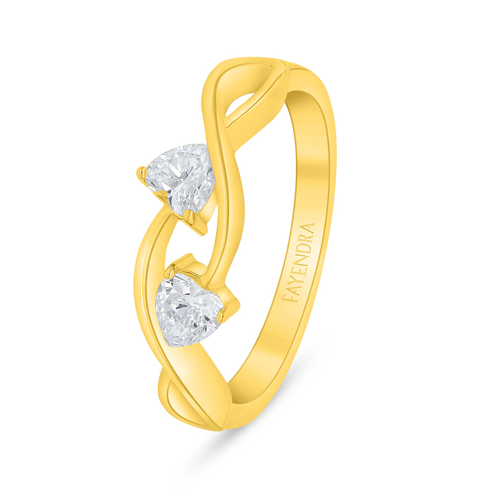 Sterling Silver 925 Ring Golden Plated Embedded With White Zircon