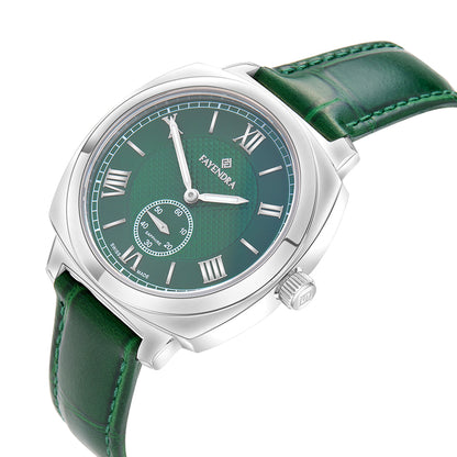 Stainless Steel 316L Watch Silver Color Green Leather For Men - GREEN METAL DIAL