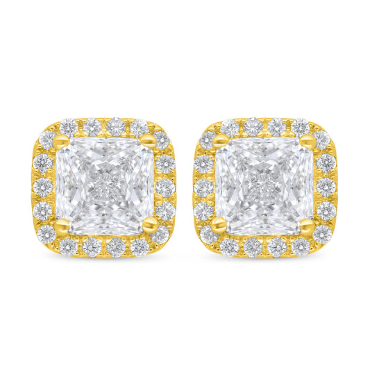 Sterling Silver 925 Earring Golden Plated Embedded With White Zircon