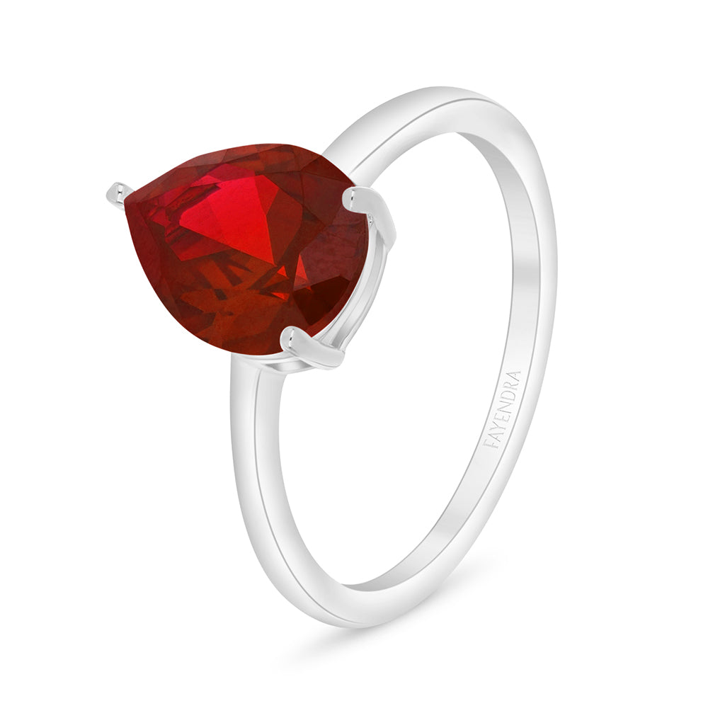 Sterling Silver 925 Ring Rhodium Plated Embedded With Ruby Corundum