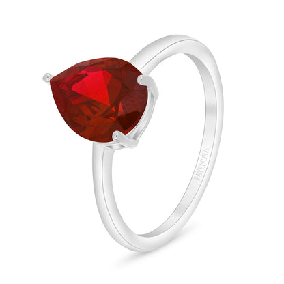 Sterling Silver 925 Ring Rhodium Plated Embedded With Ruby Corundum