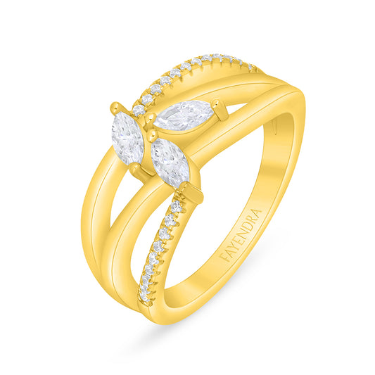 خاتم من الفضة الخالصة عيار 925 مطلي ذهبي مرصع فص ابيض