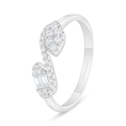 Sterling Silver 925 Ring Rhodium Plated Embedded With White Zircon
