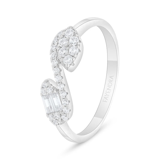 Sterling Silver 925 Ring Rhodium Plated Embedded With White Zircon