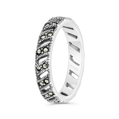 Sterling Silver 925 Ring Embedded With Marcasite Stones