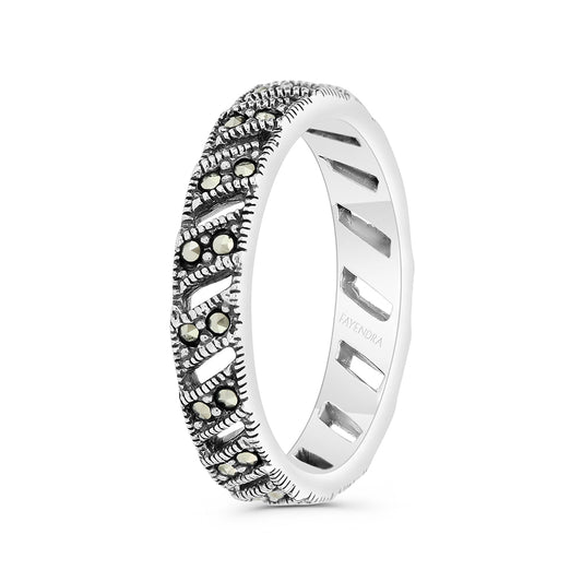 Sterling Silver 925 Ring Embedded With Marcasite Stones