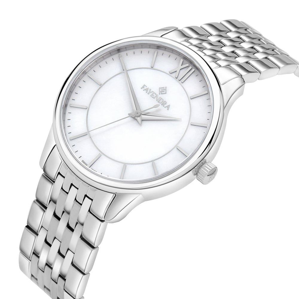 Stainless Steel 316L Watch Silver Color For Men - WHITE MOP DIAL