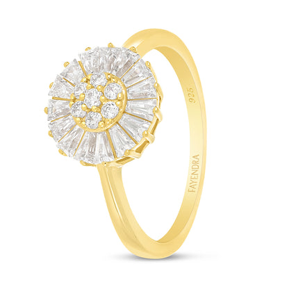 Sterling Silver 925 Ring Golden Plated Embedded With White Zircon