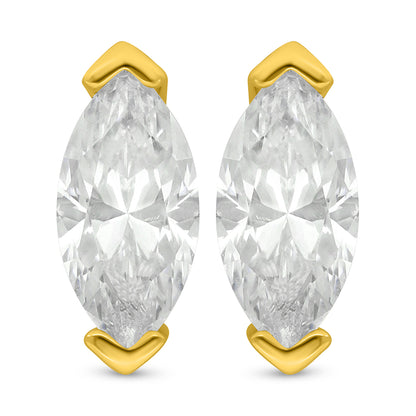 Sterling Silver 925 Earring Golden Plated Embedded With White Zircon