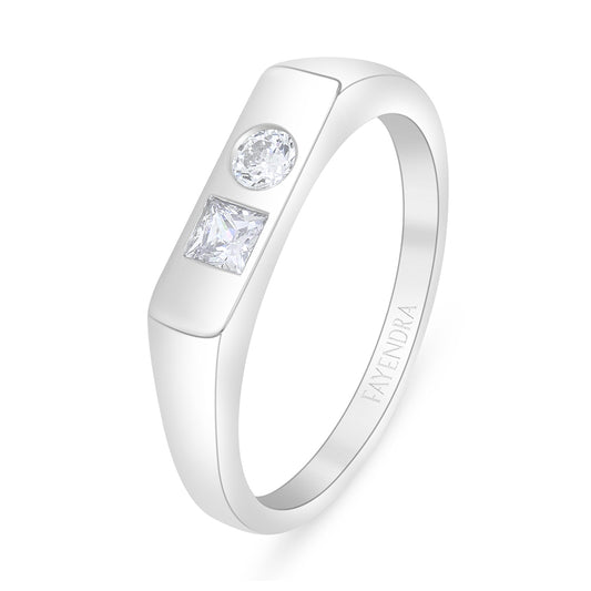 Sterling Silver 925 Ring Rhodium Plated Embedded With White Zircon