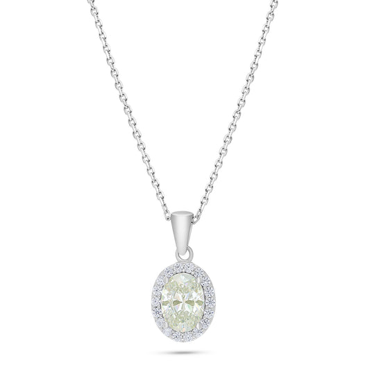 Sterling Silver 925 Necklace Rhodium Plated Embedded With Diamond Zircon And White Zircon