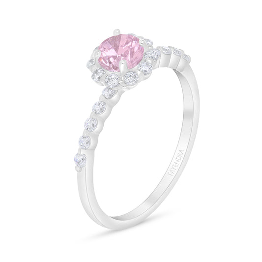 خاتم من الفضة الخالصة عيار 925 مطلي روديوم مرصع زركون بنك و فص ابيض