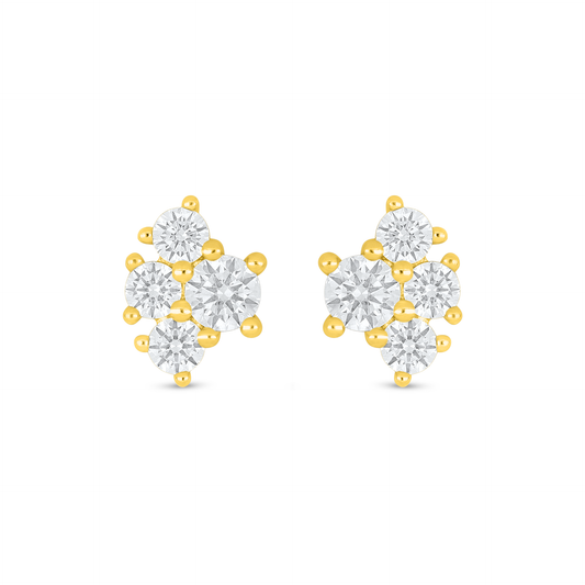 Sterling Silver 925 Earring Golden Plated Embedded With White Zircon