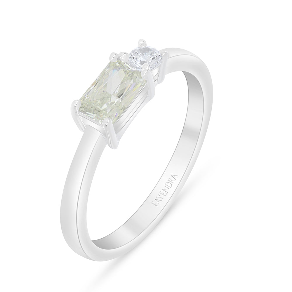 Sterling Silver 925 Ring Rhodium Plated Embedded With Diamond Zircon And White Zircon