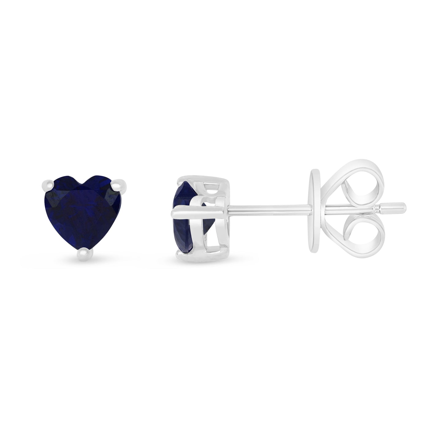 Sterling Silver 925 Earring Rhodium Plated Embedded With Sapphire Corundum