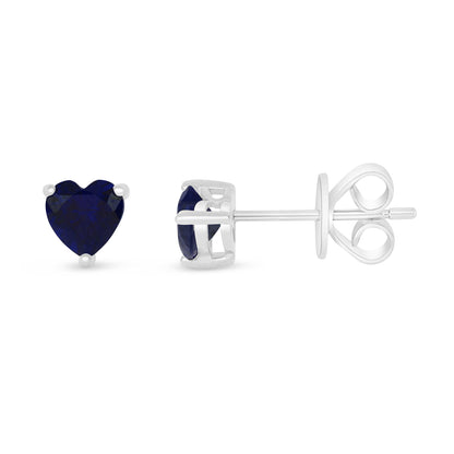 Sterling Silver 925 Earring Rhodium Plated Embedded With Sapphire Corundum