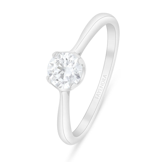 Sterling Silver 925 Ring Rhodium Plated Embedded With White Zircon