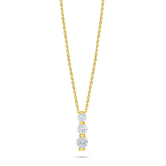 Sterling Silver 925 Necklace Golden Plated Embedded With White Zircon