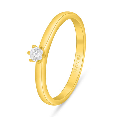 Sterling Silver 925 Ring Golden Plated Embedded With White Zircon