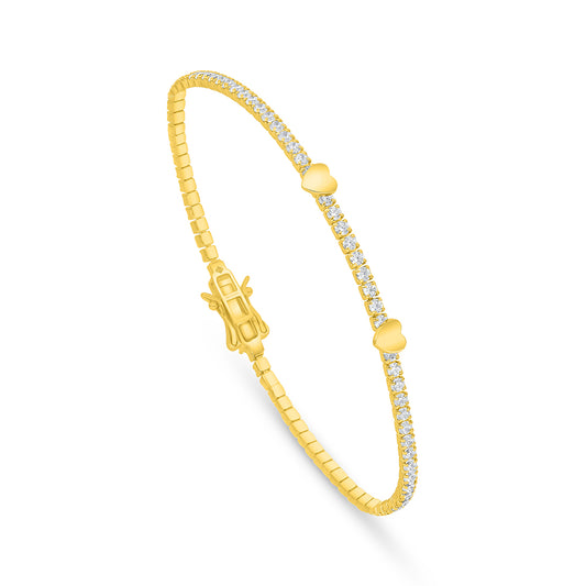 Sterling Silver 925 Bracelet Golden Plated Embedded With White Zircon