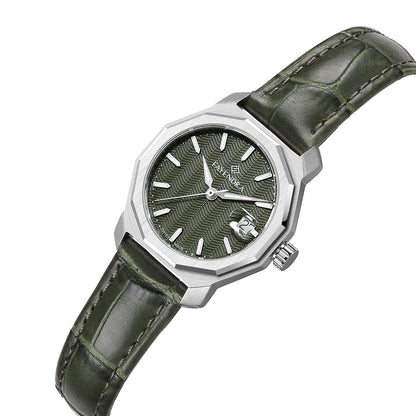 Stainless Steel 316L Watch Silver Color Green Avocado Leather - GREEN AVOCADO METAL DIAL