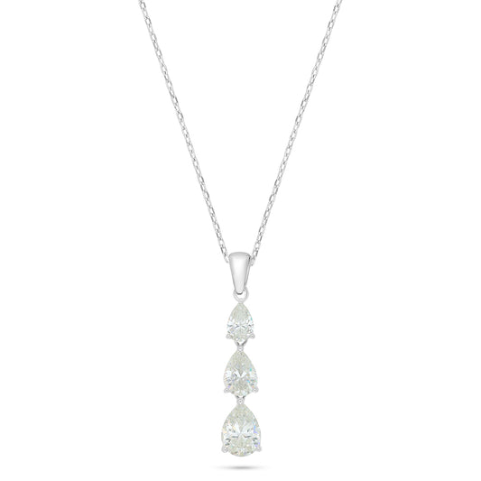 Sterling Silver 925 Necklace Rhodium Plated Embedded With Diamond Zircon And White Zircon