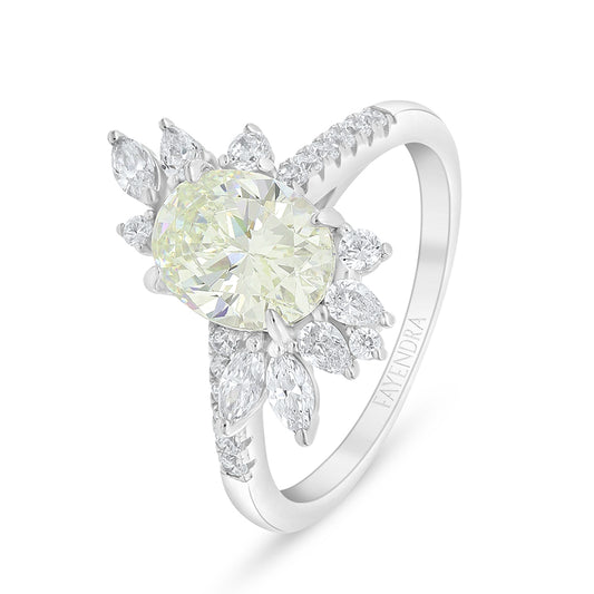 Sterling Silver 925 Ring Rhodium Plated Embedded With Diamond Zircon And White Zircon