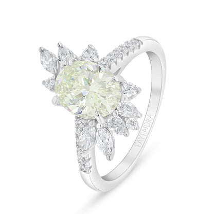 Sterling Silver 925 Ring Rhodium Plated Embedded With Diamond Zircon And White Zircon