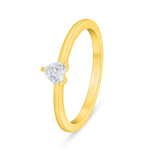 Sterling Silver 925 Ring Golden Plated Embedded With White Zircon