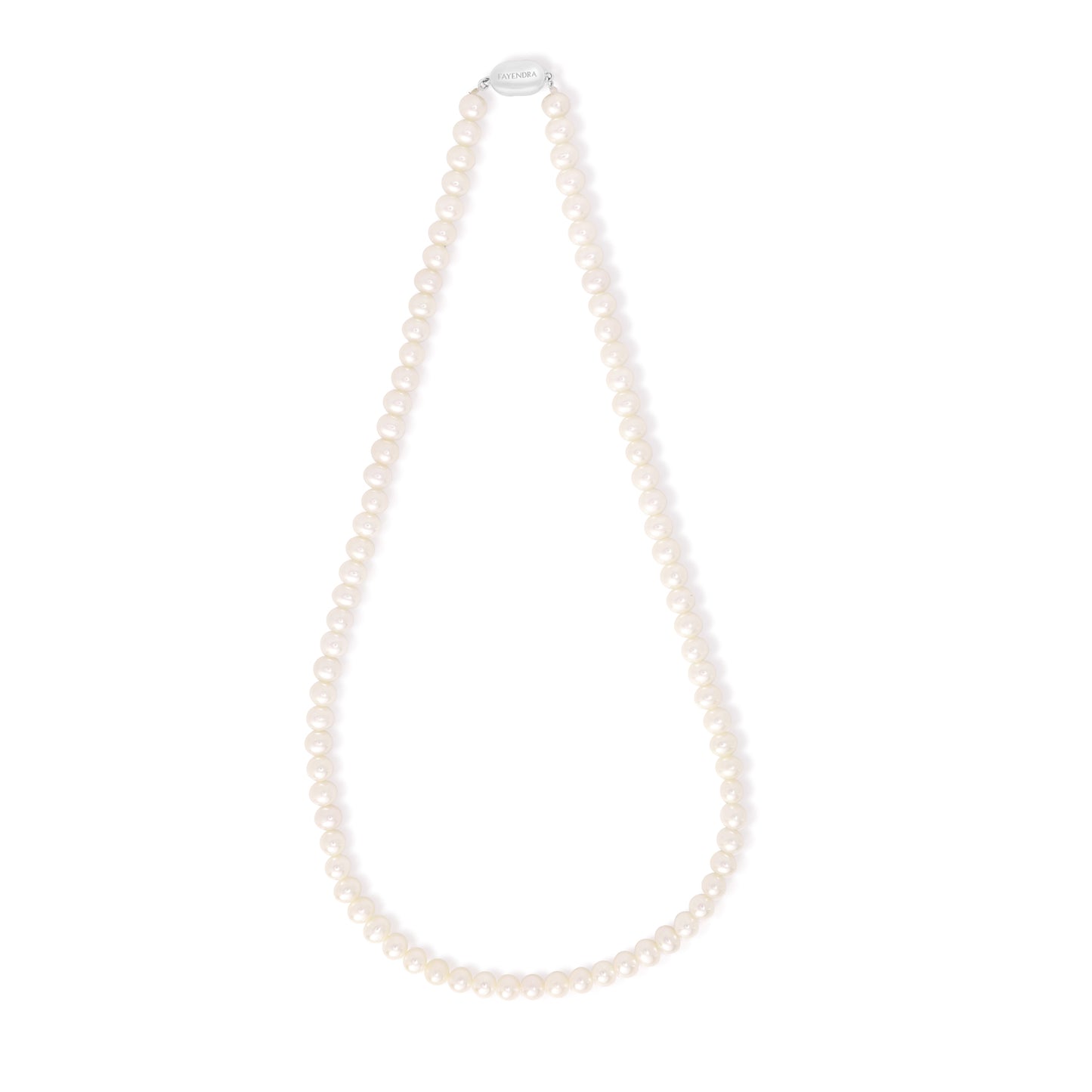 Necklace Of Natural White Pearl Round Beads 6 mm Round Beads With Stainless Steel 316L clasp