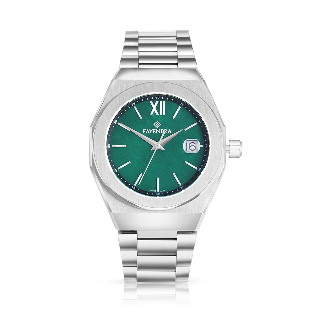 Stainless Steel 316L Watch Silver Color For Men - GREEN MOP DIAL