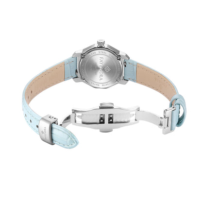 Stainless Steel 316L Watch Silver Color Tiffany Blue Leather - TIFFANY BLUE METAL DIAL