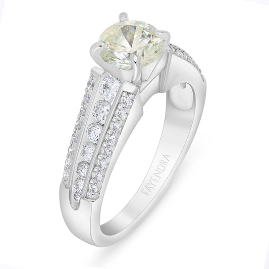 Sterling Silver 925 Ring Rhodium Plated Embedded With Diamond Zircon And White Zircon