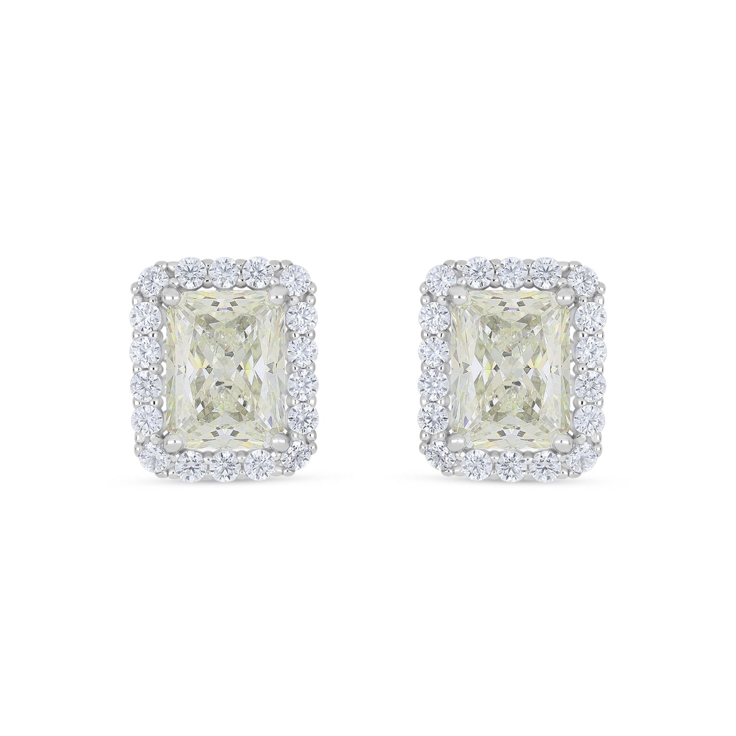 Sterling Silver 925 Earring Rhodium Plated Embedded With Diamond Zircon And White Zircon