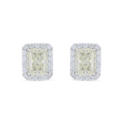 Sterling Silver 925 Earring Rhodium Plated Embedded With Diamond Zircon And White Zircon