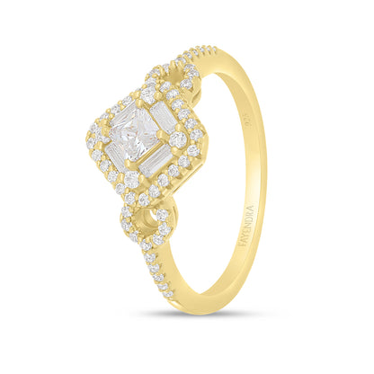 Sterling Silver 925 Ring Golden Plated Embedded With White Zircon