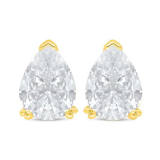 Sterling Silver 925 Earring Golden Plated Embedded With White Zircon
