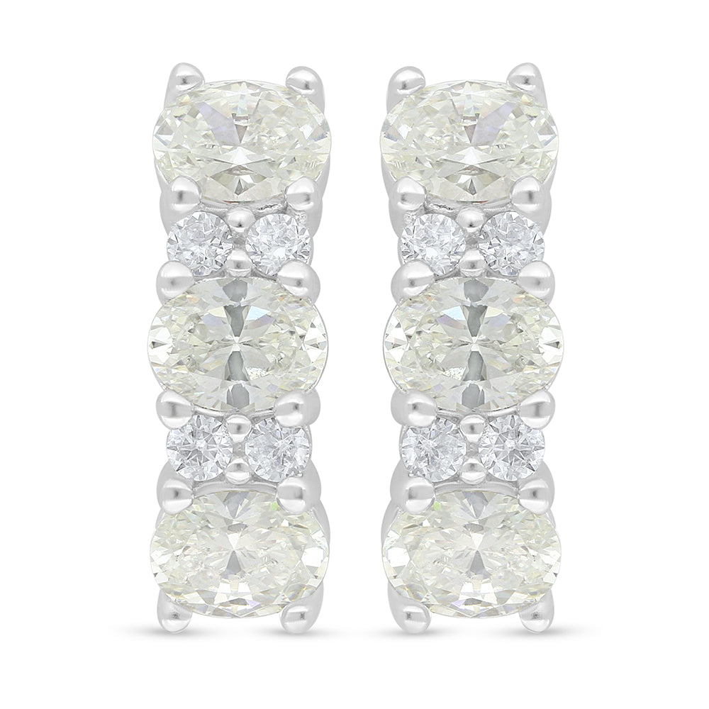 Sterling Silver 925 Earring Rhodium Plated Embedded With Diamond Zircon And White Zircon