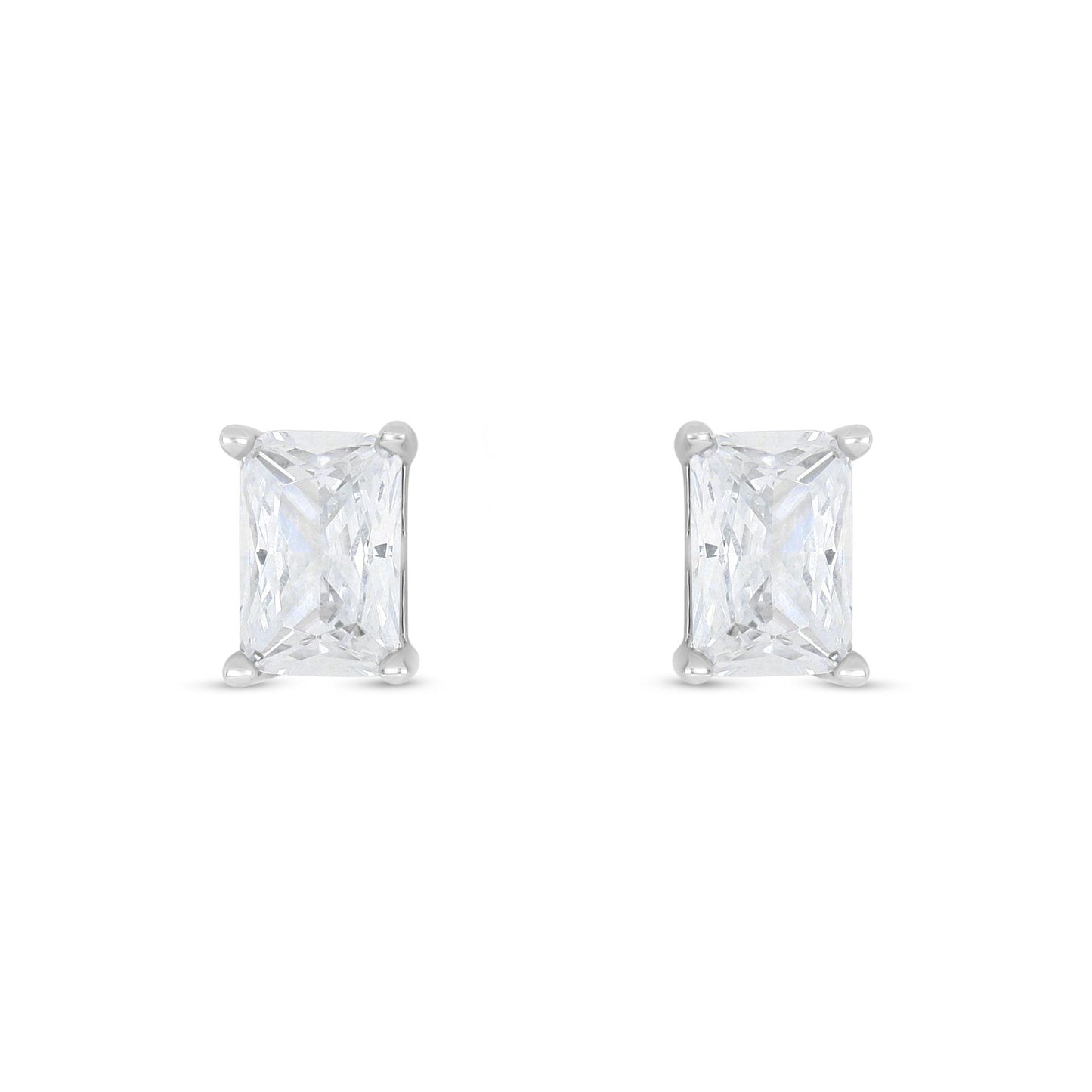 Sterling Silver 925 Earring Rhodium Plated Embedded With White Zircon