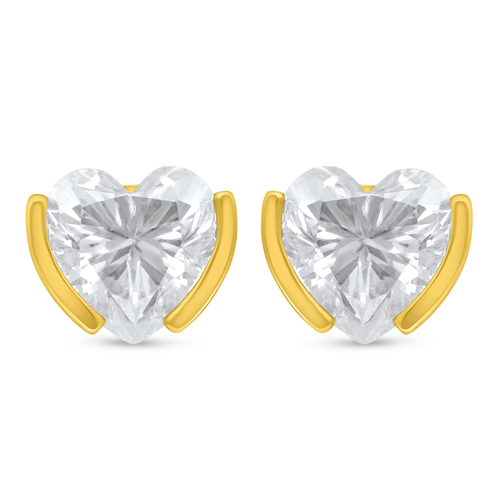 Sterling Silver 925 Earring Golden Plated Embedded With White Zircon