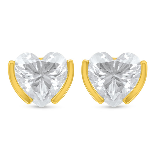 Sterling Silver 925 Earring Golden Plated Embedded With White Zircon
