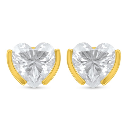 Sterling Silver 925 Earring Golden Plated Embedded With White Zircon