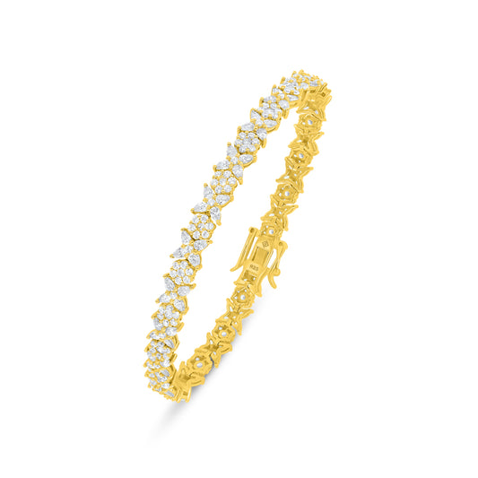 Sterling Silver 925 Bracelet Golden Plated Embedded With White Zircon