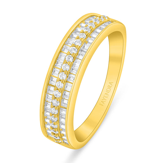 Sterling Silver 925 Ring Golden Plated Embedded With White Zircon