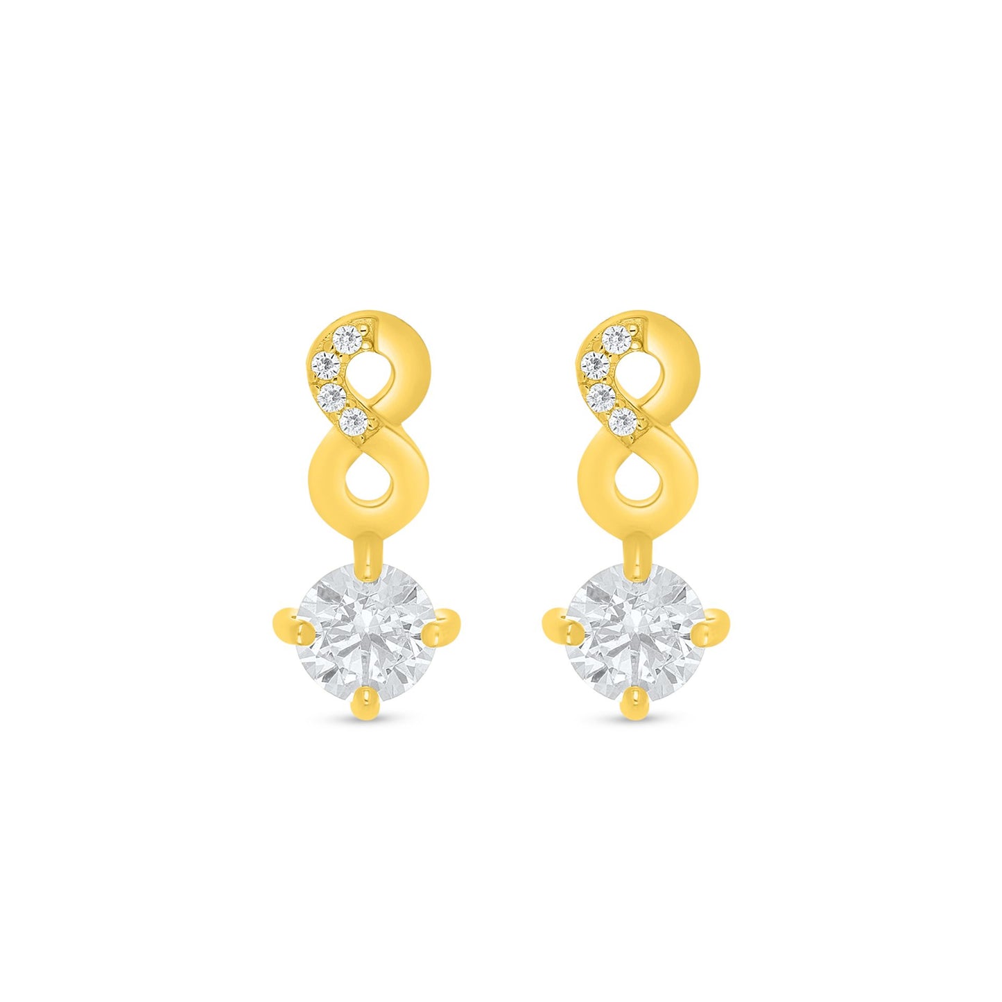Sterling Silver 925 Earring Golden Plated Embedded With White Zircon