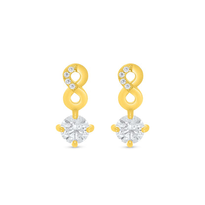 Sterling Silver 925 Earring Golden Plated Embedded With White Zircon