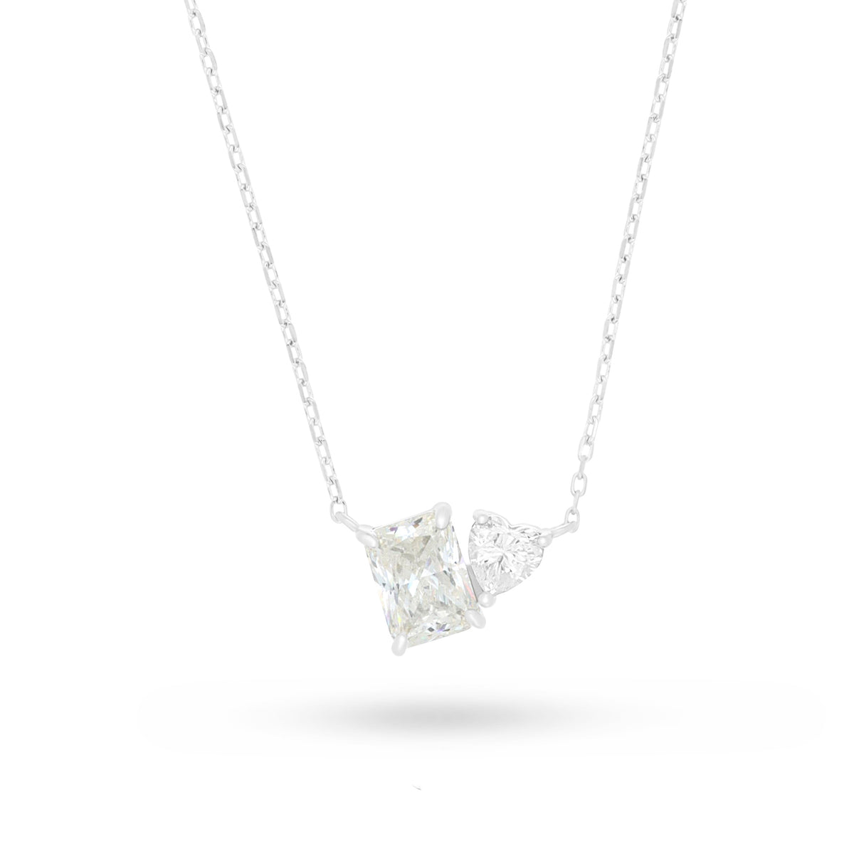 Sterling Silver 925 Necklace Rhodium Plated Embedded With Diamond Zircon And White Zircon