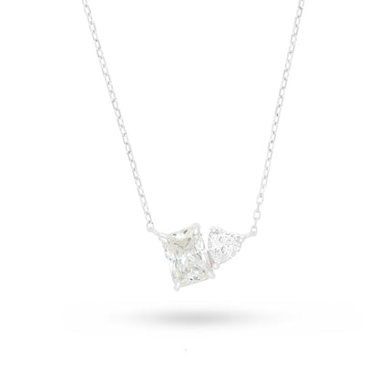 Sterling Silver 925 Necklace Rhodium Plated Embedded With Diamond Zircon And White Zircon