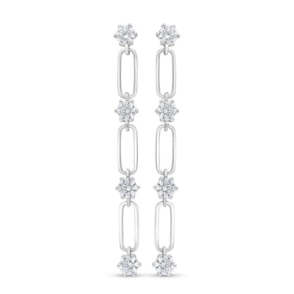 Sterling Silver 925 Earring Rhodium Plated Embedded With White Zircon